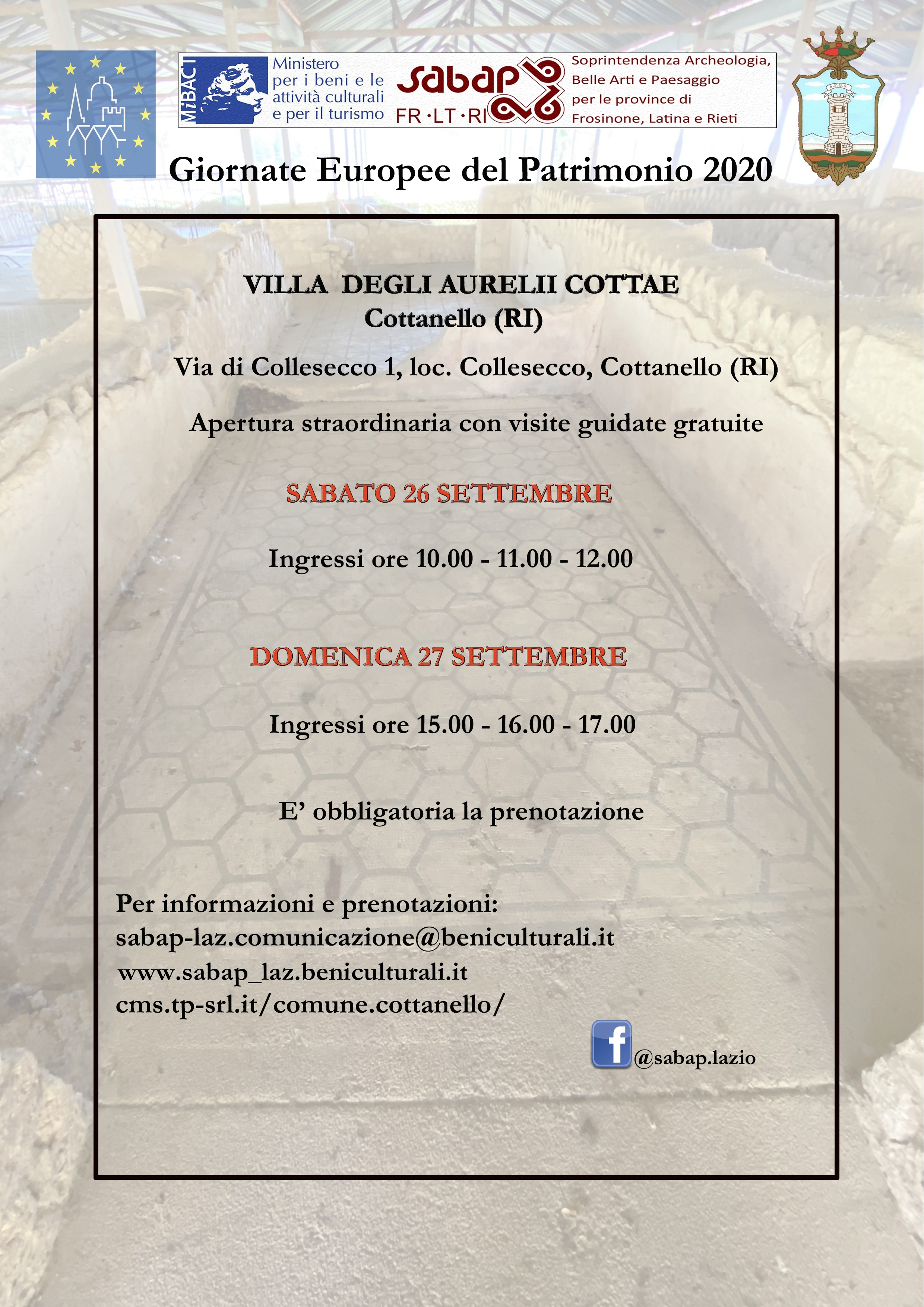 Apertura straordinaria della villa degli Aurelii Cottae